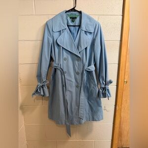 Tommy Hilfiger Light Blue Double-Breasted Trench Coat size large